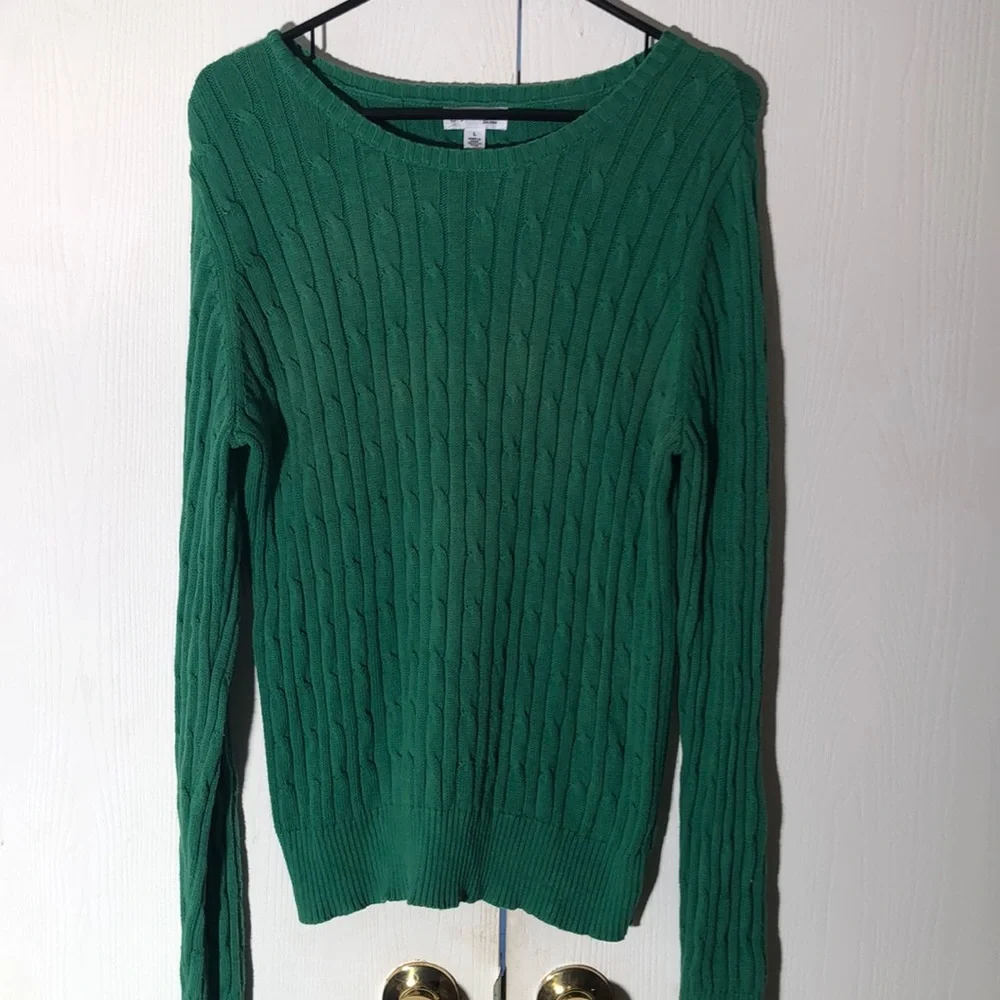 Croft & borrow green Cable knit sweater fisherman sweater - Picture 3 of 7